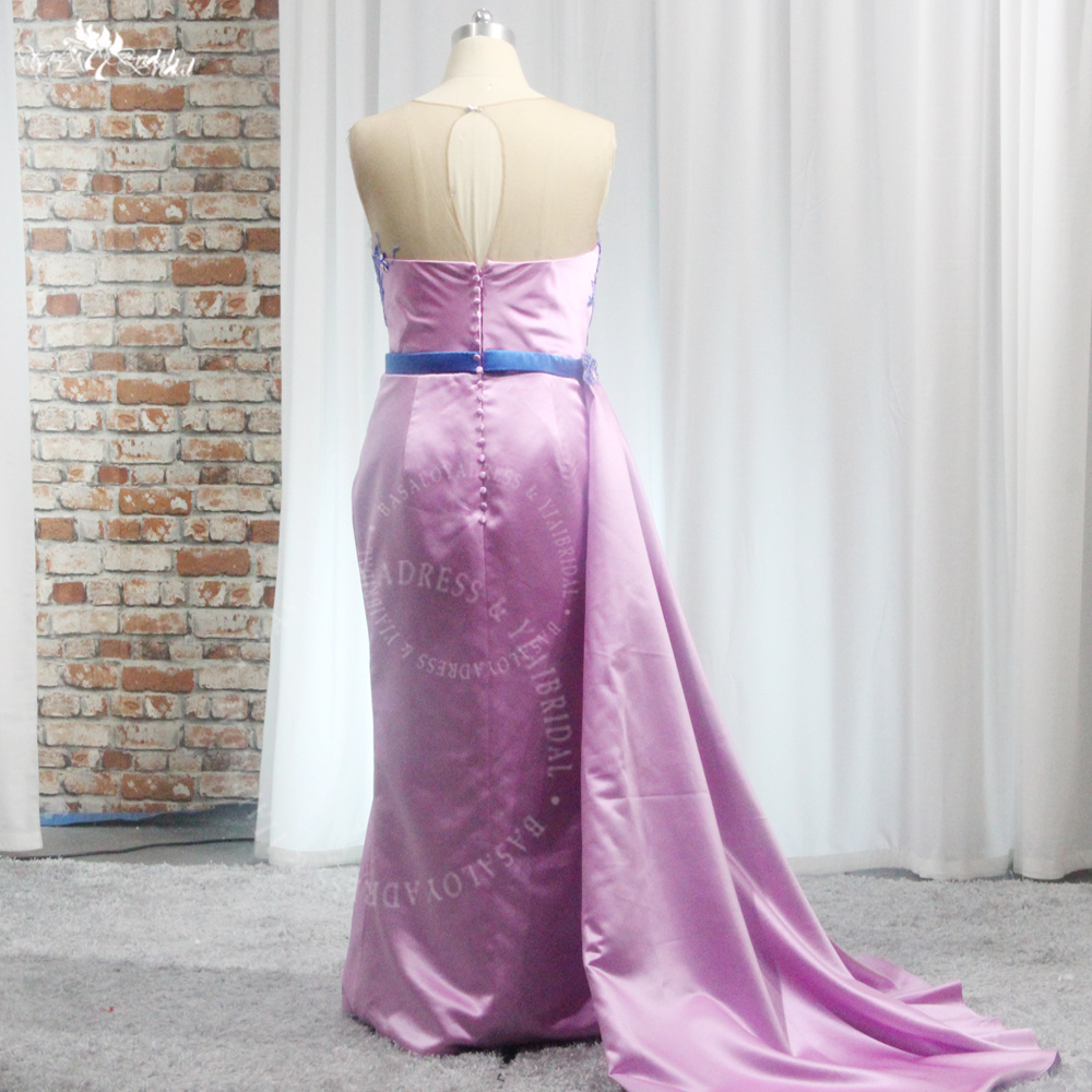 Elegant Lilac Satin Couture Dresses RSE973 Women Mother Of The Bride Party Dress Plus Size Mermaid Evening Dress With Slit 9