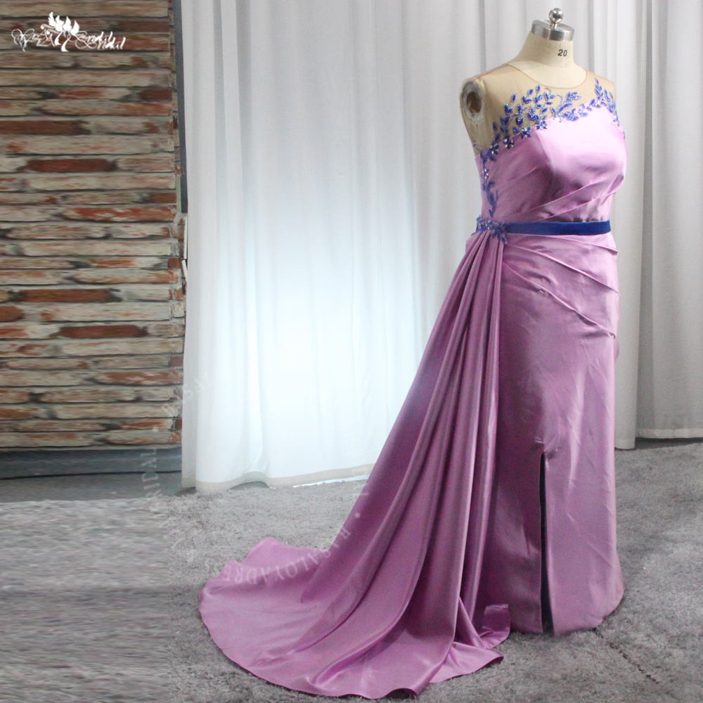 Elegant Lilac Satin Couture Dresses RSE973 Women Mother Of The Bride Party Dress Plus Size Mermaid Evening Dress With Slit 10