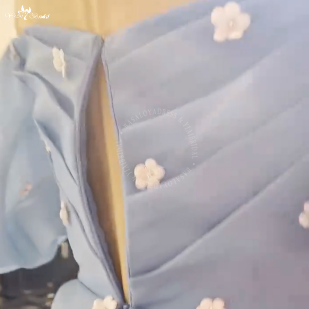 Dubai Off Shoulder Evening Dress RSE982 Arabic Evening Gowns Custom Made Blue Prom Dresses With Flowers 10