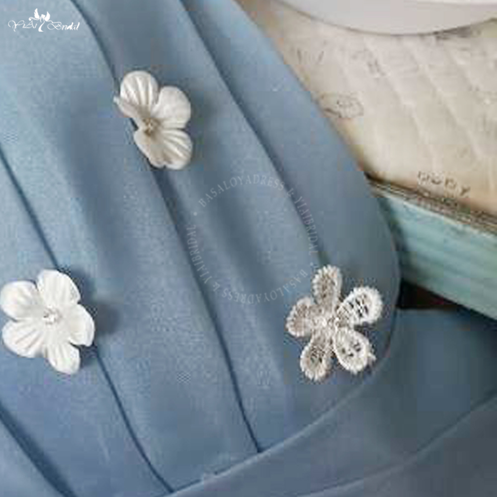 Dubai Off Shoulder Evening Dress RSE982 Arabic Evening Gowns Custom Made Blue Prom Dresses With Flowers 9