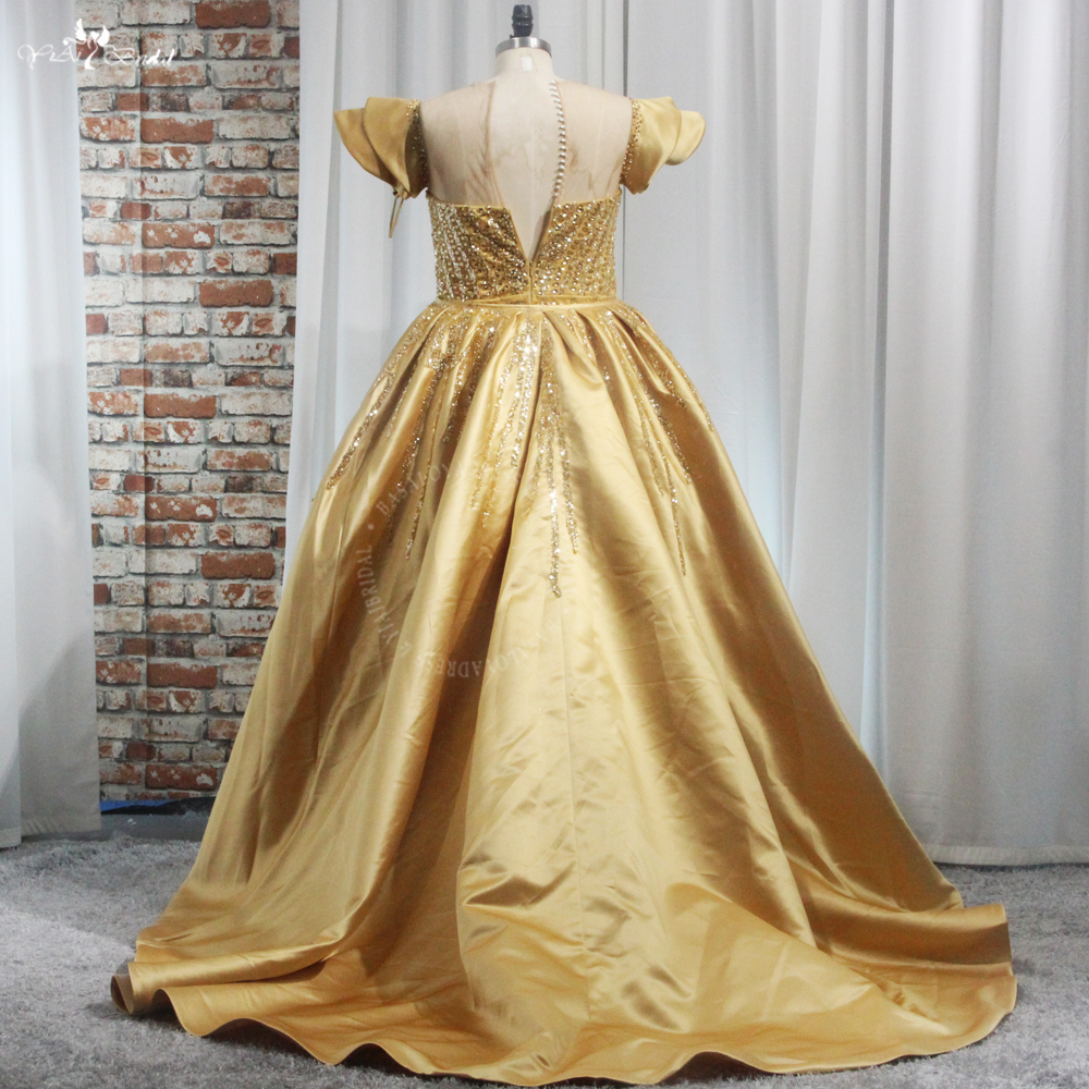 Arabic Gold Mermaid Prom Dresses RSE970 Sequined Lace Beaded Reception Dress 2 Pieces Detachable Train 9