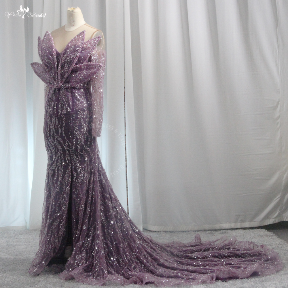 Gorgeous Purple Lavender 3D butterfly Prom Dress For Black Girls RSE969 Glitter Sequin Crystal Beading Evening Party Dress 7