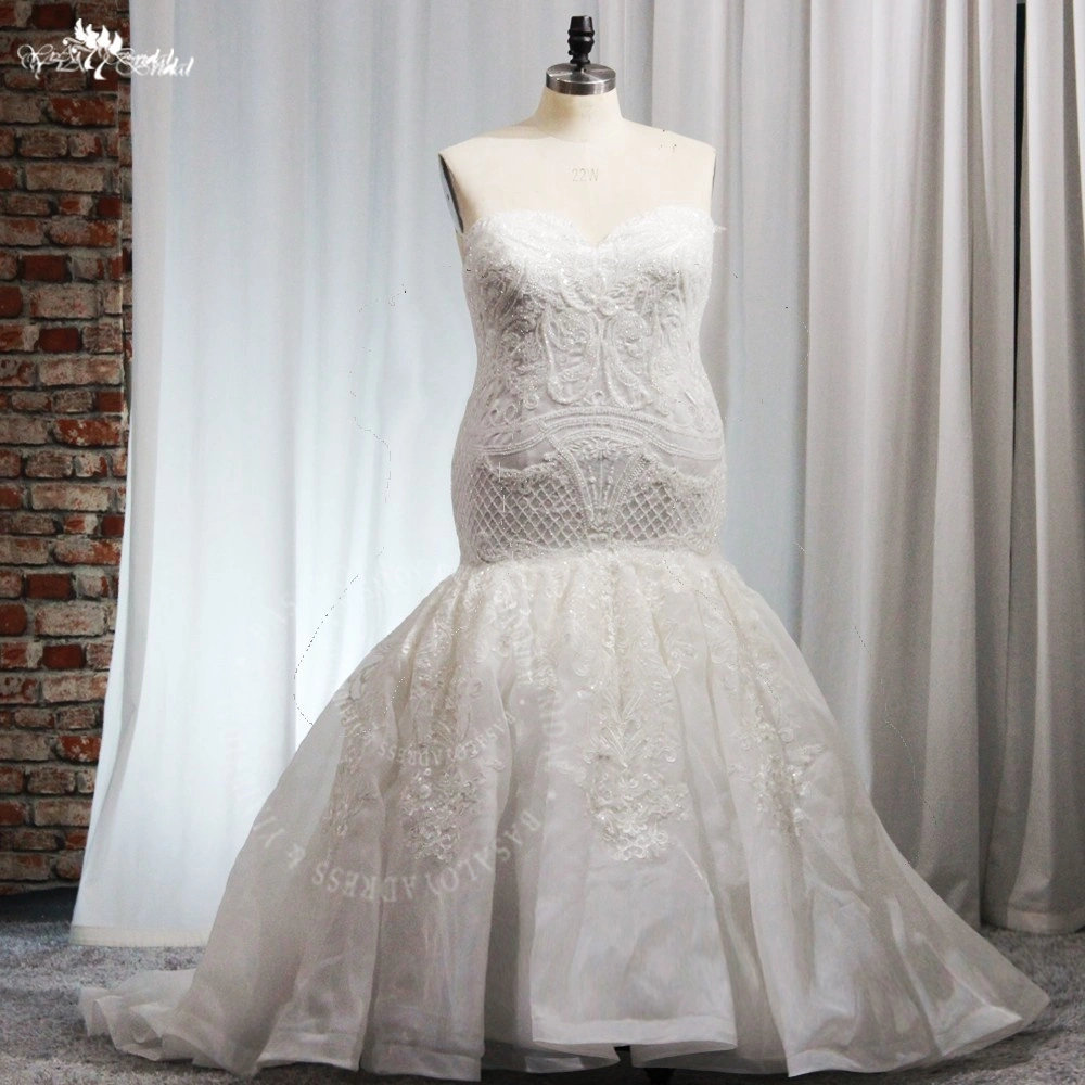 RSW1957 Yiaibridal Beaded Lace Appliques Mermaid Curvy Plus Size Women Dresses 1