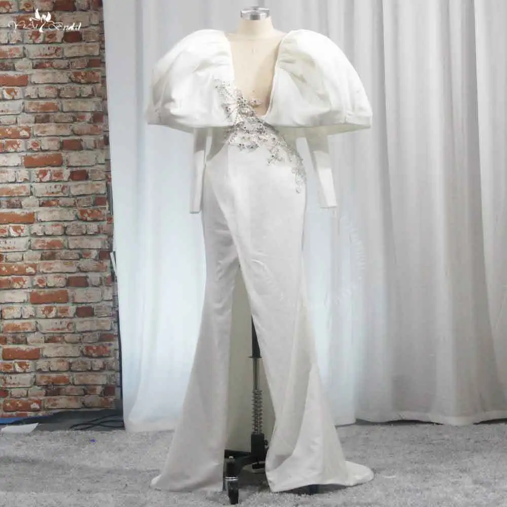 RSW1996 غمد ثوب الاستقبال مع الشق العربية كوتور المرأة حفلة موسيقية حفلة موسيقية فساتين للتصوير الفوتوغرافي بأكمام طويلة مبالغ فيها منتفخ 1