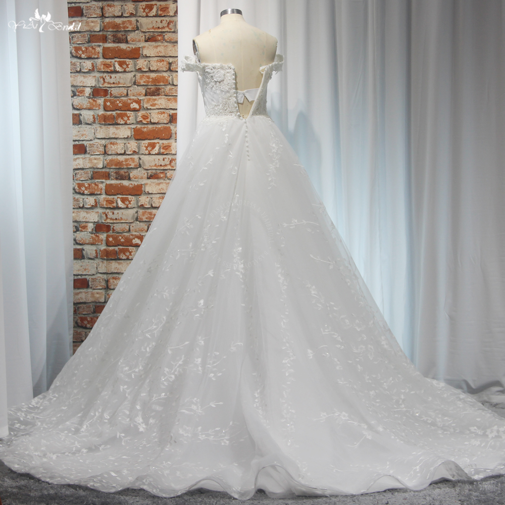 Elegant Wedding Dress Customization RSW2032 Lace Beads 3D Flowers Off Shoulders Bridal Dress Shops 11