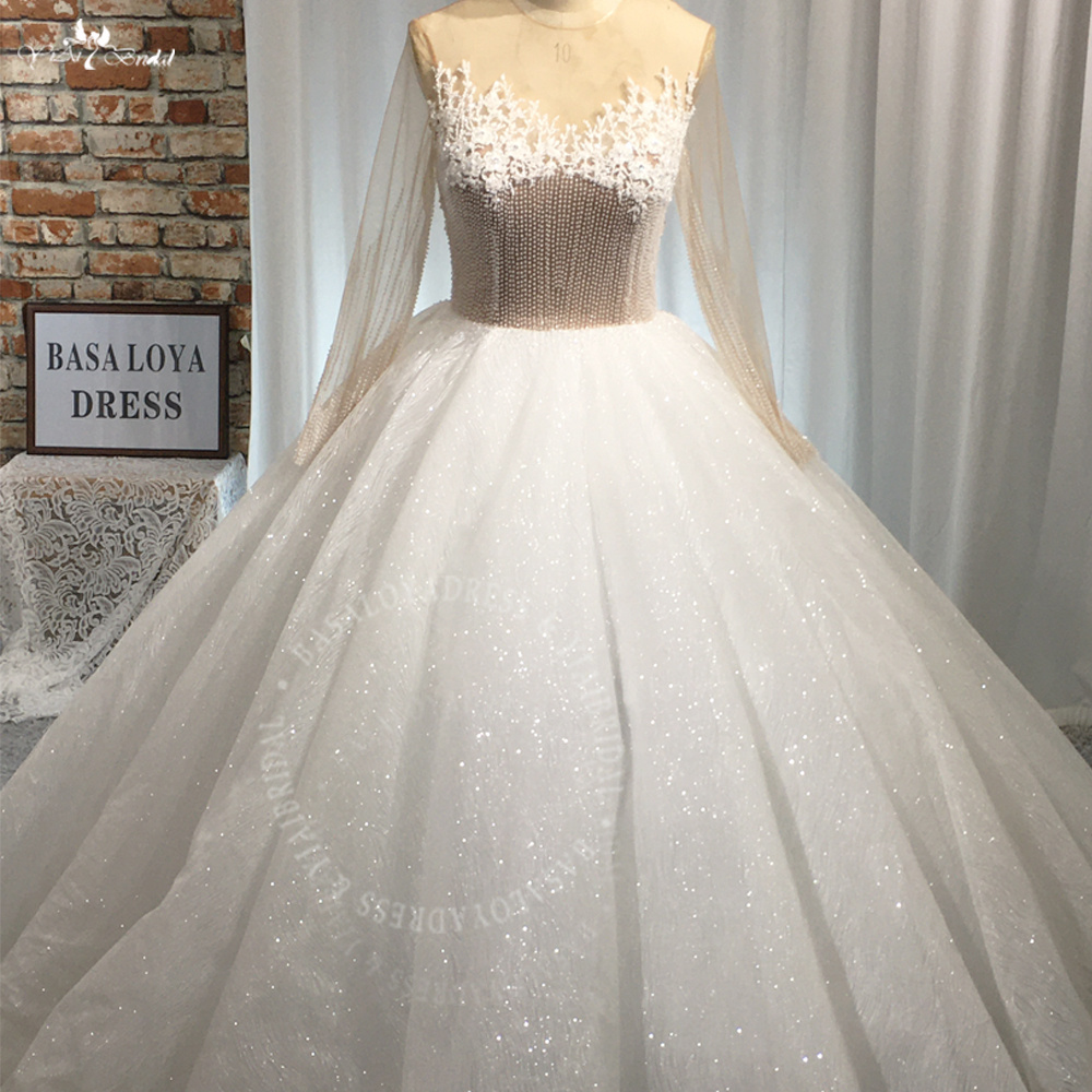 RSW2057 שמלת כלה מועדפת נוצצת נצנצים שרוולים ארוכים נסיכת שמלת נשף מבריקה מתוקה ROBE DE MARIEE 5