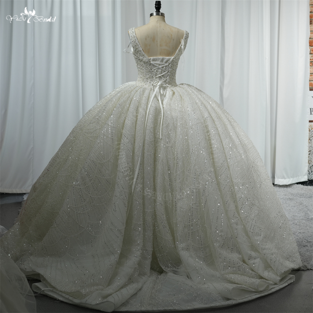 Gerçek Fotoğraflar Fabrika çıkışı Boncuklu Parıldayan Dantel V Yaka Askılı RSW2106 Parıldayan Prenses Balo Elbisesi Düğün 8