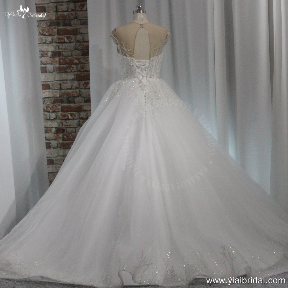 RSW2000 Sleeveless V Neck Princess Bridal Gown Big Foldered Skirt Robe De Mariee Wedding Bride Dress 9