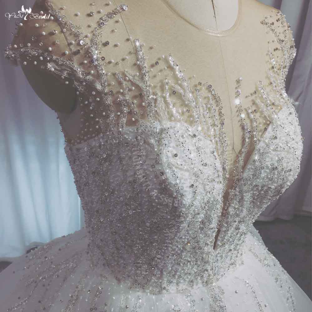 RSW2000 Sleeveless V Neck Princess Bridal Gown Big Foldered Skirt Robe De Mariee Wedding Bride Dress 8