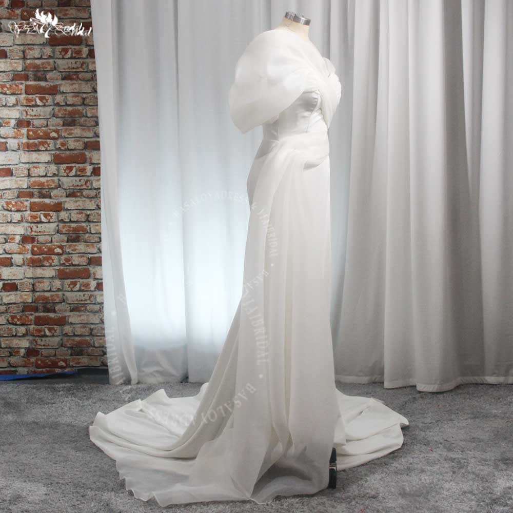 RSW2015 African Off The Shoulder Mermaid Puff Sleeves Sweetheart Pleat Sweet Train Bridal Grown Modern Wedding Dress 9
