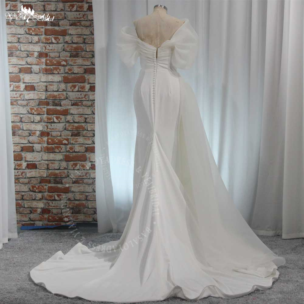 RSW2015 African Off The Shoulder Mermaid Puff Sleeves Sweetheart Pleat Sweet Train Bridal Grown Modern Wedding Dress 10
