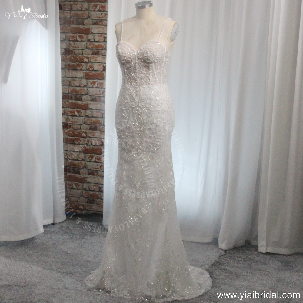 RSW2024 Luxury Heavy Crystal Hand Beading Fitting Sheath Bridal Dresses Wedding Evening Party  Dress 7