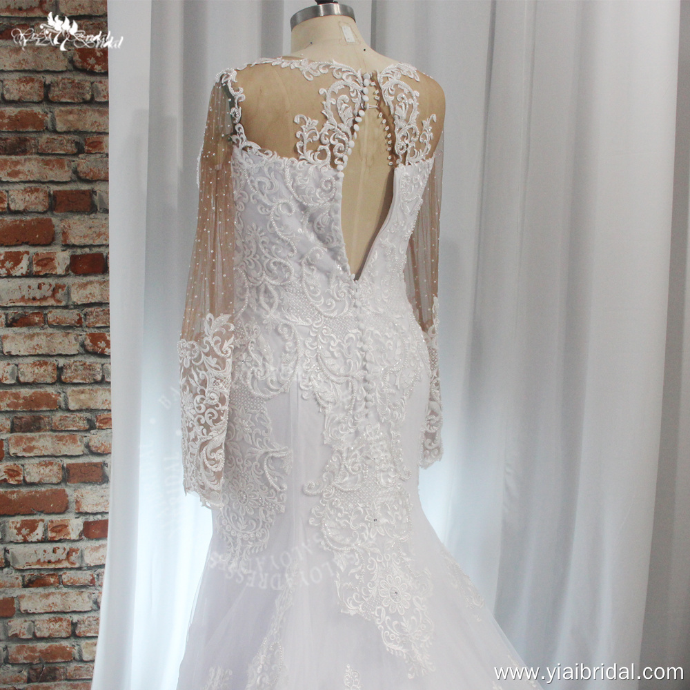 RSW2013 African Bride Lace White Mermaid Wedding Dress Long Sleeves 10