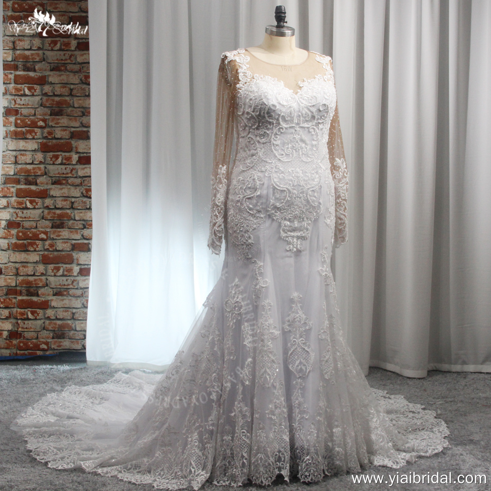 RSW2013 African Bride Lace White Mermaid Wedding Dress Long Sleeves 7