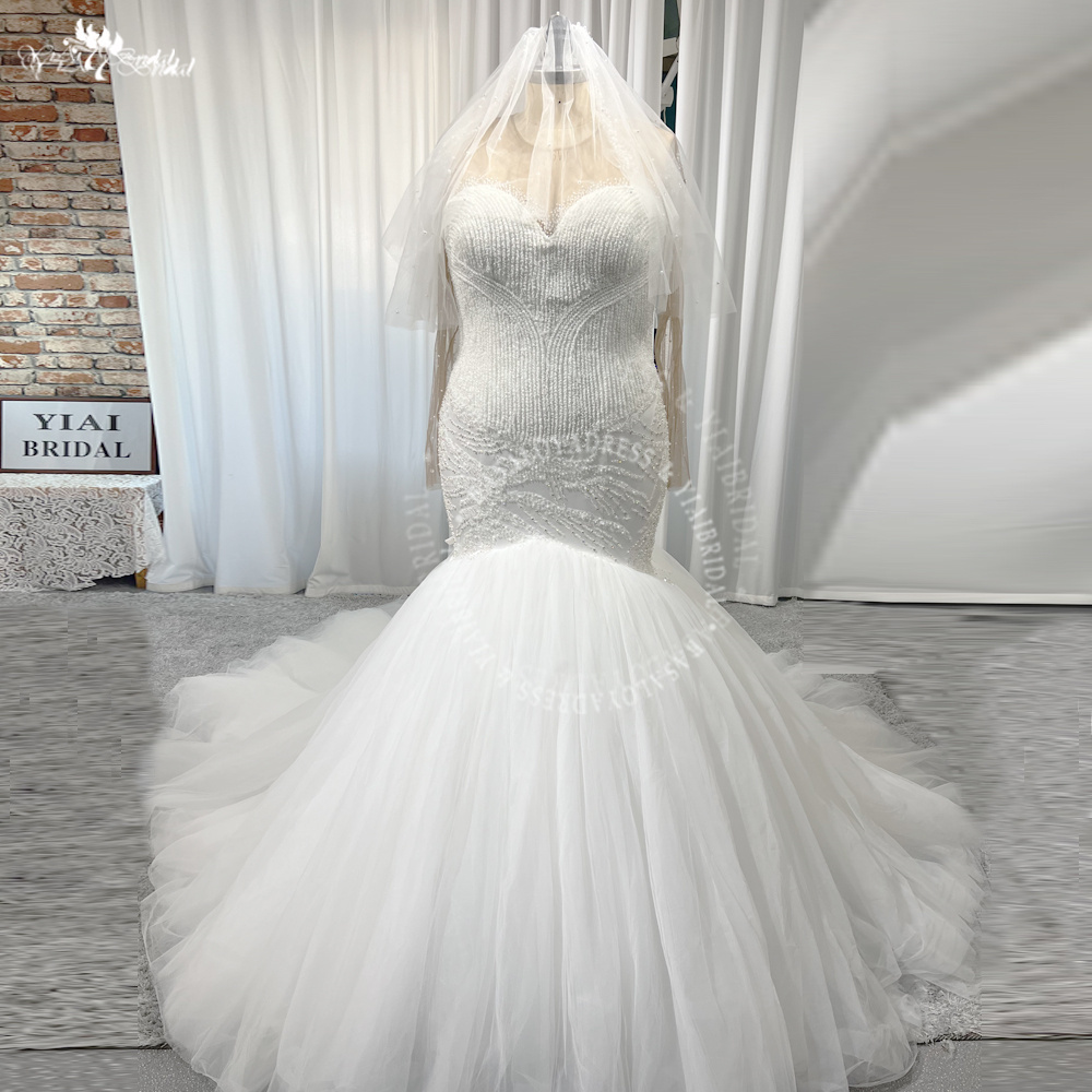 RSW2060 Luxury Bling Bling Sequins Beaded Popular Sweetheart Mermaid Wedding Dresses Bridal Gown Plus Size 6