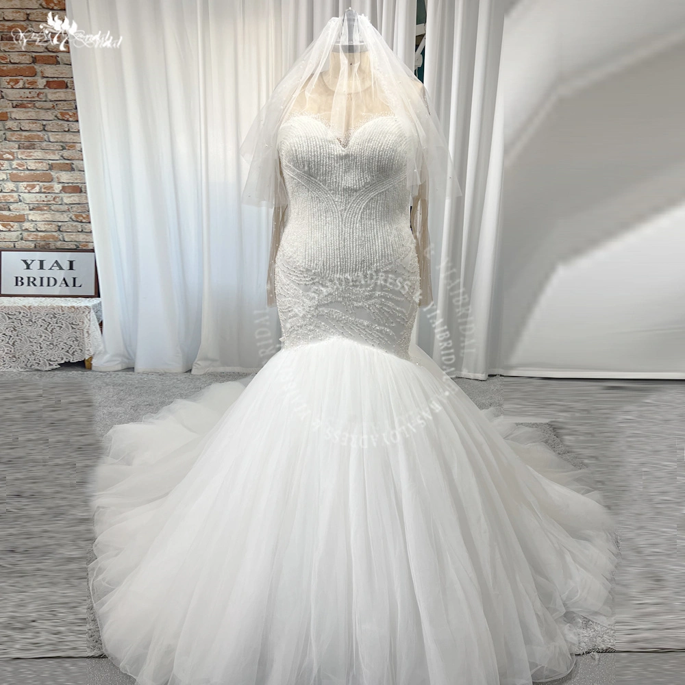 RSW2060 Luxury Bling Bling Sequins Beaded Popular Sweetheart Mermaid Wedding Dresses Bridal Gown Plus Size 1