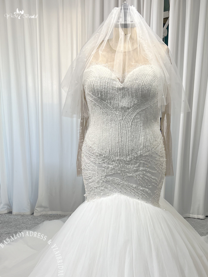 RSW2060 Luxury Bling Bling Sequins Beaded Popular Sweetheart Mermaid Wedding Dresses Bridal Gown Plus Size 9