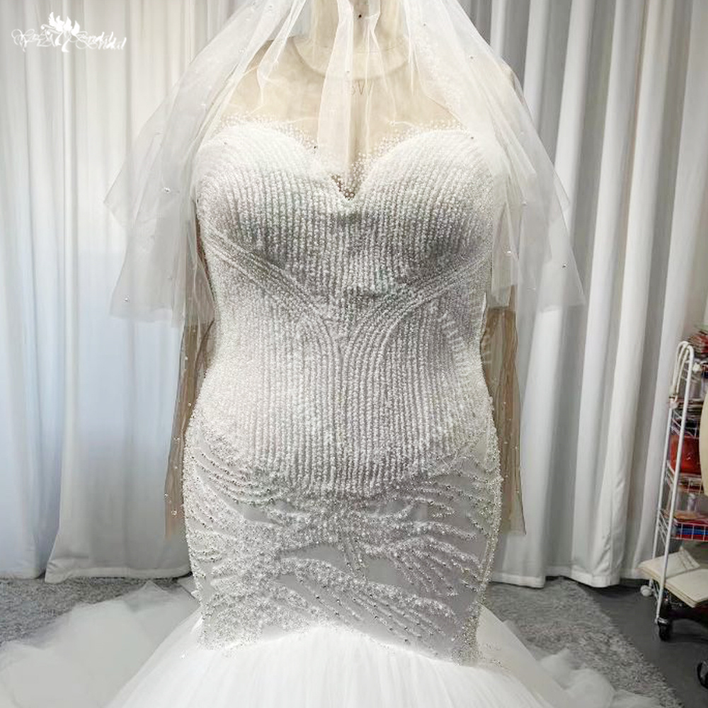 RSW2060 Luxury Bling Bling Sequins Beaded Popular Sweetheart Mermaid Wedding Dresses Bridal Gown Plus Size 8