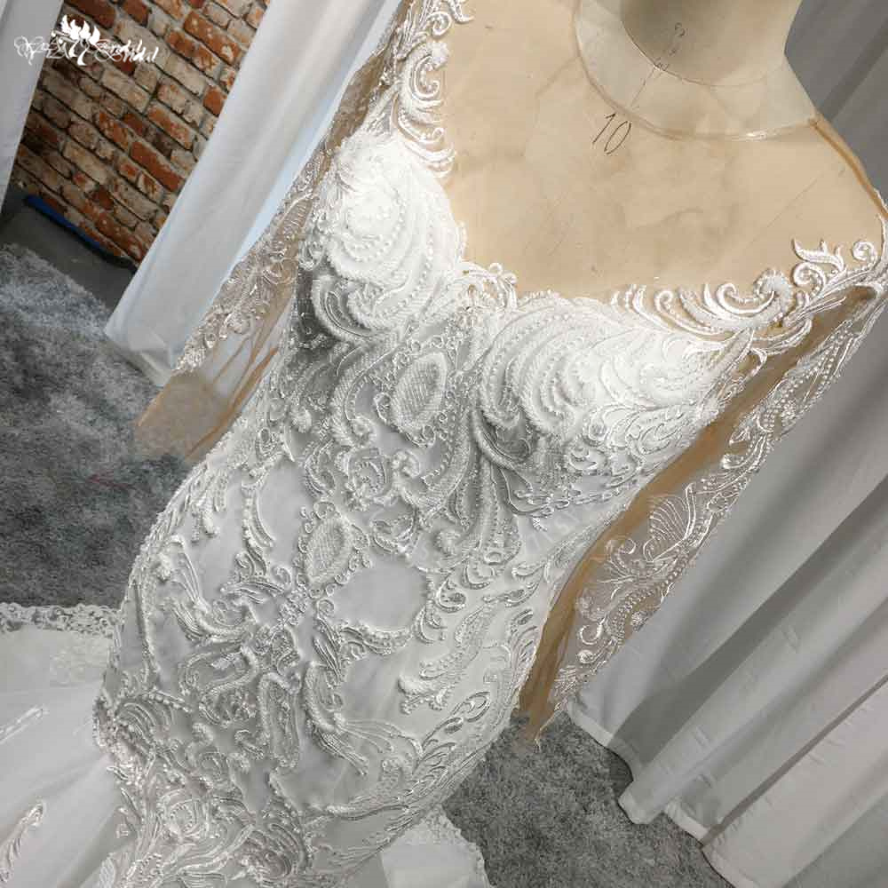 RSW2044 Yiaibridal Long Sleeves Lace Mermaid Fit And Flare Wedding Dresses V Neck 9