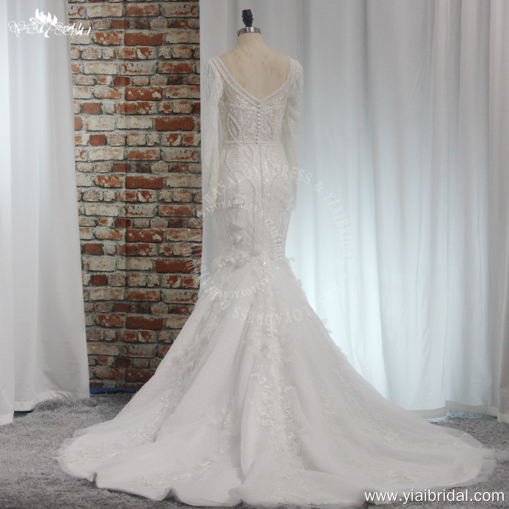 RSW2020 Couture Fashion Long Sleeves Mermaid Wedding Dresses Appliques Lace Wedding Gowns Vestidos De novia Custom Made 10