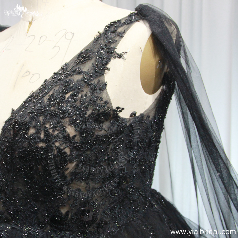 RSW1842 Потрясающее свадебное платье с большим размером черное v -ремни для красивых невест изгибают женское сексуальное свадебное платье с мысом 7