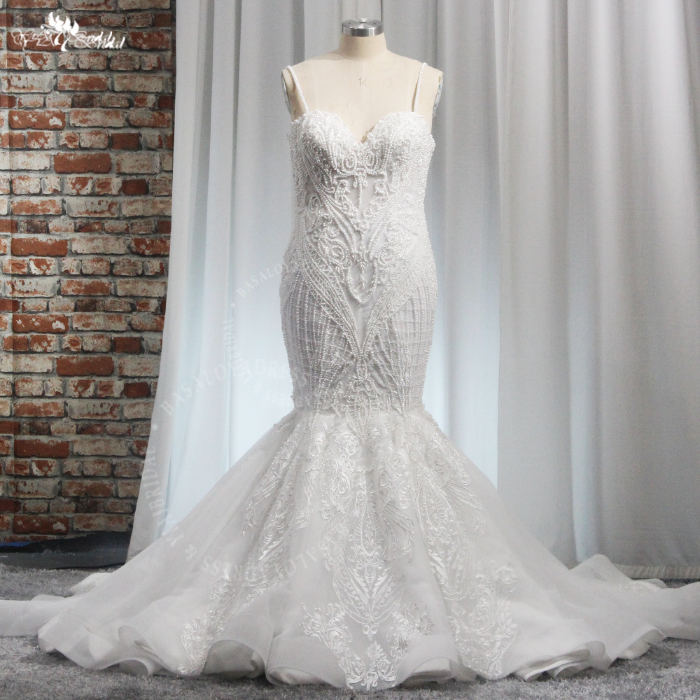 RSW1986 Роскошное белое/цвета слоновой кости длинное свадебное платье с жемчугом и бисером, женские свадебные платья в Африке, Vestido De Novia 10