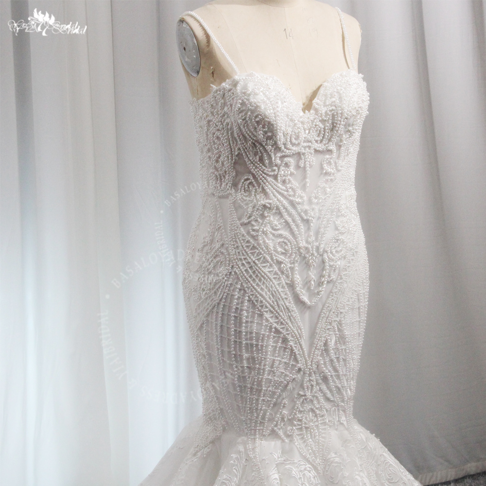 RSW1986 Роскошное белое/цвета слоновой кости длинное свадебное платье с жемчугом и бисером, женские свадебные платья в Африке, Vestido De Novia 9