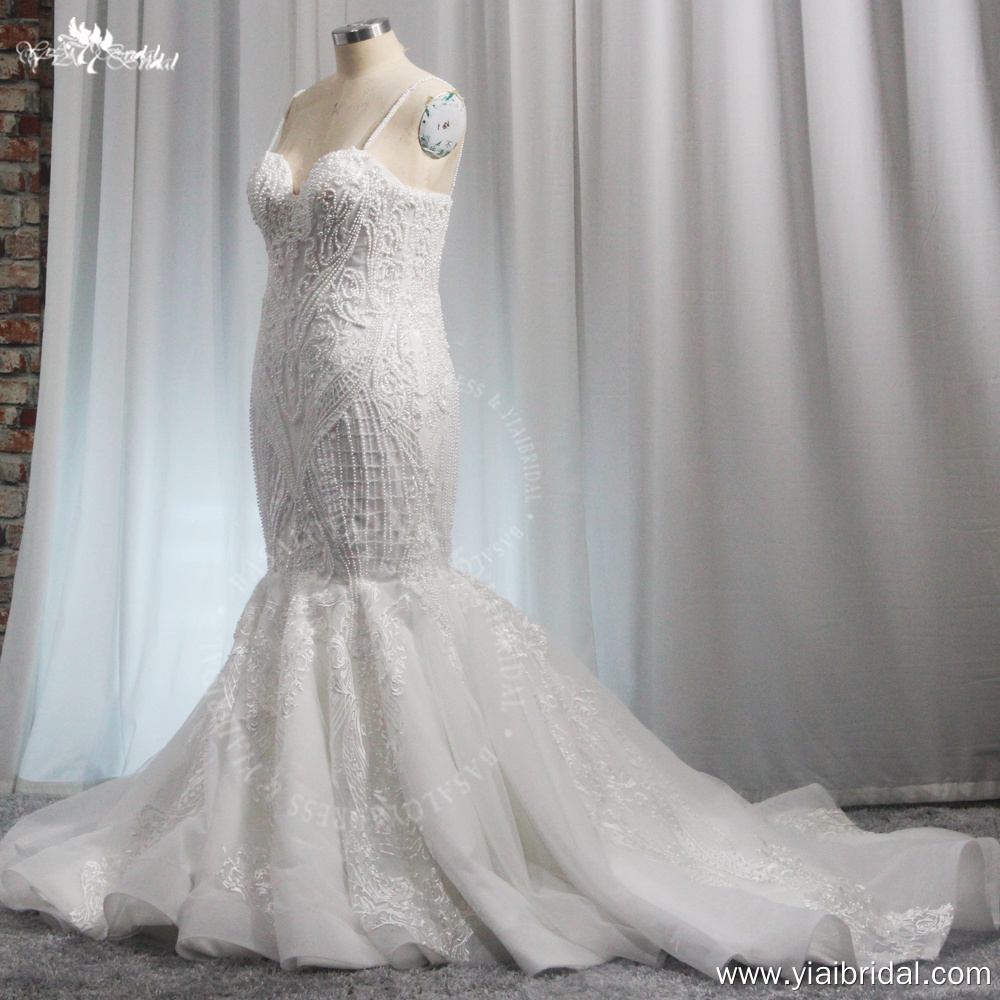 RSW1986 Роскошное белое/цвета слоновой кости длинное свадебное платье с жемчугом и бисером, женские свадебные платья в Африке, Vestido De Novia 8