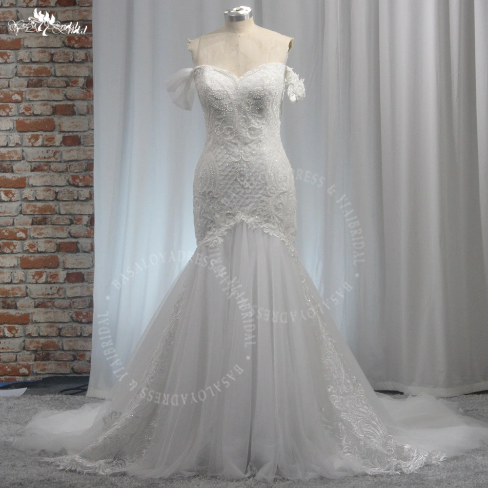 RSW1997 Pearls Mermaid Wedding Dresses 100% Real Photo Luxury Appliques Beads Lace Bridal Gown Robe De Mariee Sleeveless 1