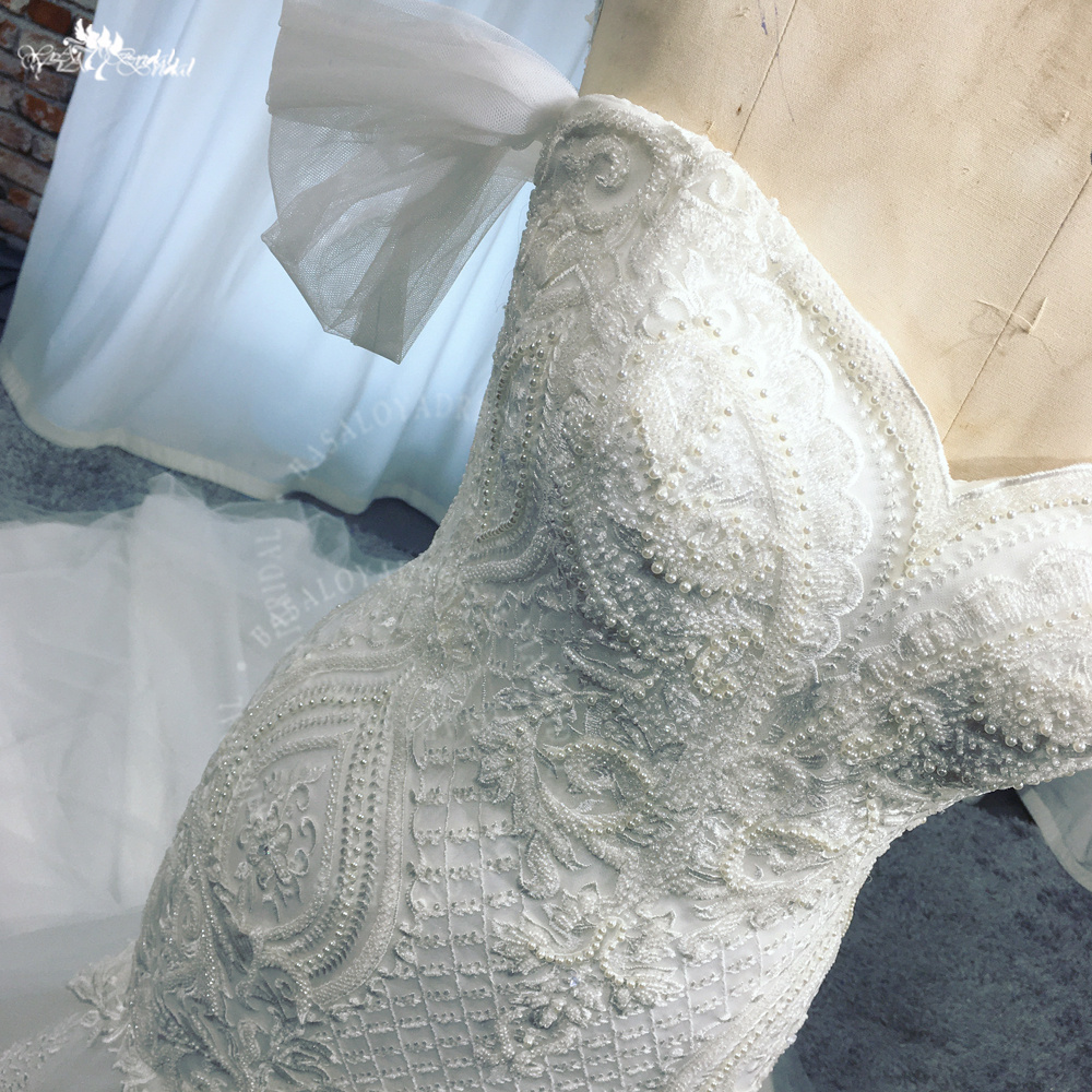 RSW1997 Pearls Mermaid Wedding Dresses 100% Real Photo Luxury Appliques Beads Lace Bridal Gown Robe De Mariee Sleeveless 10