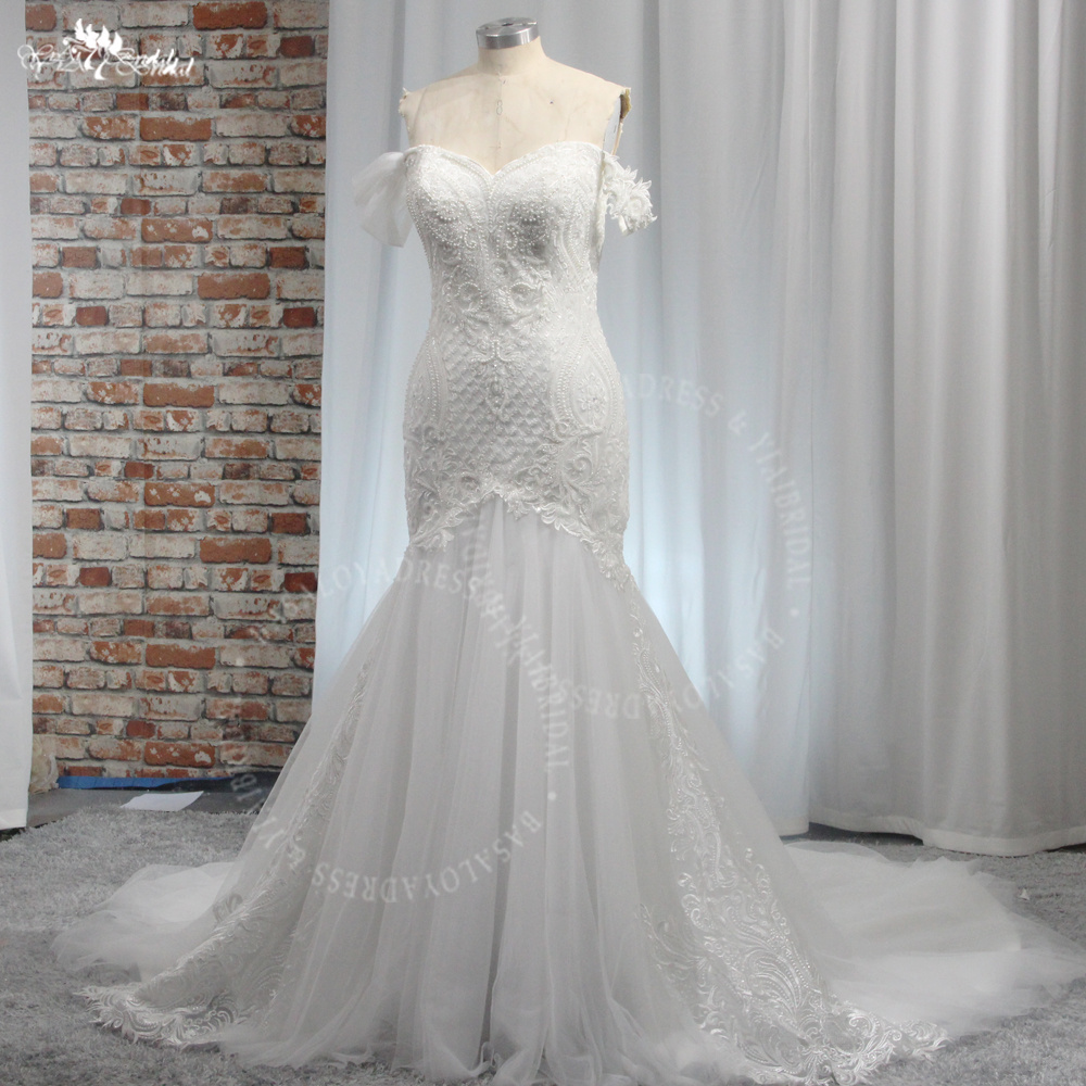 RSW1997 Pearls Mermaid Wedding Dresses 100% Real Photo Luxury Appliques Beads Lace Bridal Gown Robe De Mariee Sleeveless 7