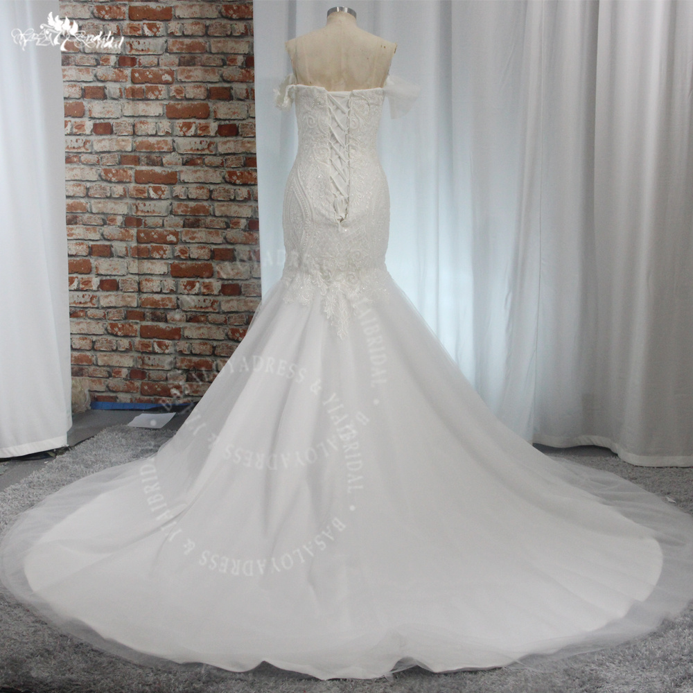 RSW1997 Pearls Mermaid Wedding Dresses 100% Real Photo Luxury Appliques Beads Lace Bridal Gown Robe De Mariee Sleeveless 8