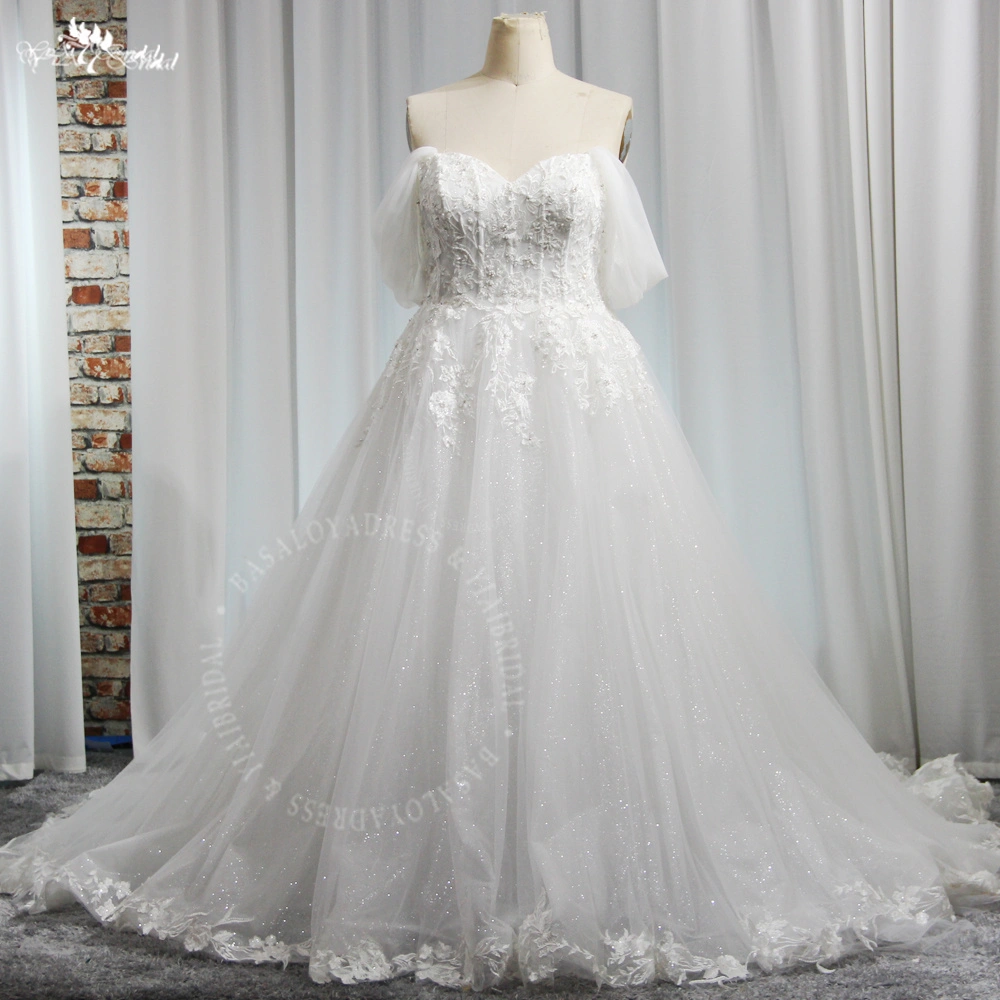 RSW1979 Wedding Dresses For Woman Plus Size Lace Off Shoulder Applique Bride Gown Elegant A Line Tulle Vestidos Novias 1