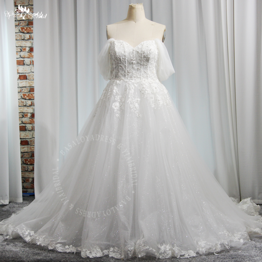 RSW1979 Wedding Dresses For Woman Plus Size Lace Off Shoulder Applique Bride Gown Elegant A Line Tulle Vestidos Novias 6
