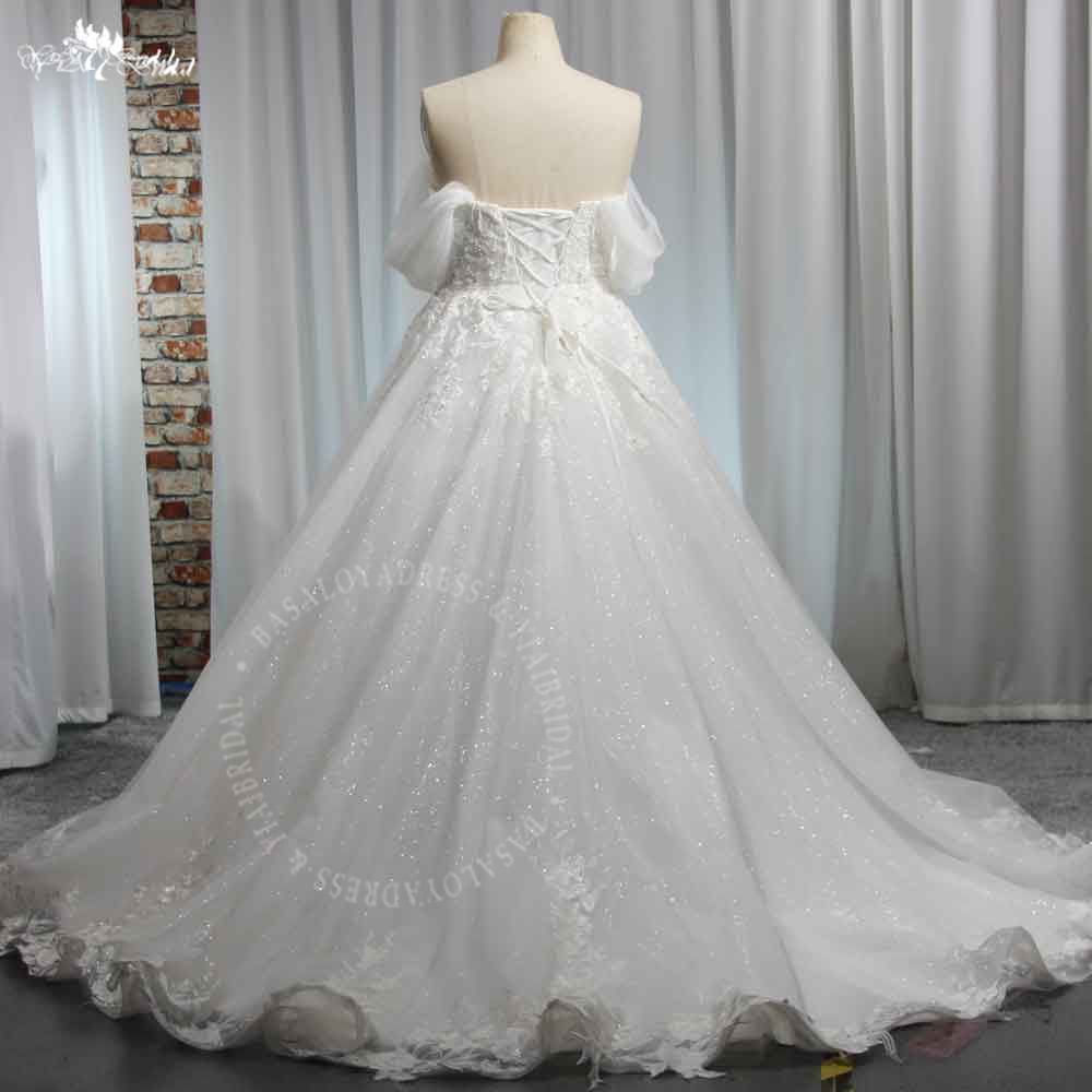 RSW1979 Wedding Dresses For Woman Plus Size Lace Off Shoulder Applique Bride Gown Elegant A Line Tulle Vestidos Novias 9