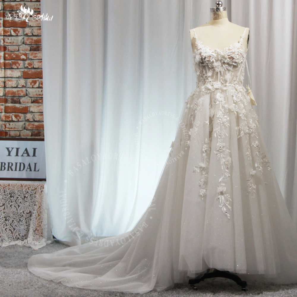 RSW1937 Transparent Sexy Boho Wedding Dresses Lace 3D Flowers Beach Bridal Dress Corset Bones Side Split Bride Wedding 1