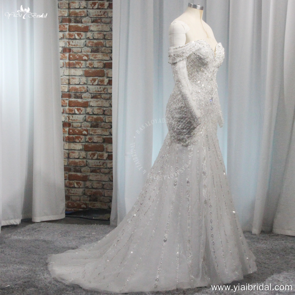 RSW1981 Mermaid Sexy Wedding Dresses 2024 Sweetheart Off The Shoulder Vestido De Novias Silver Embroidery Appliques 7