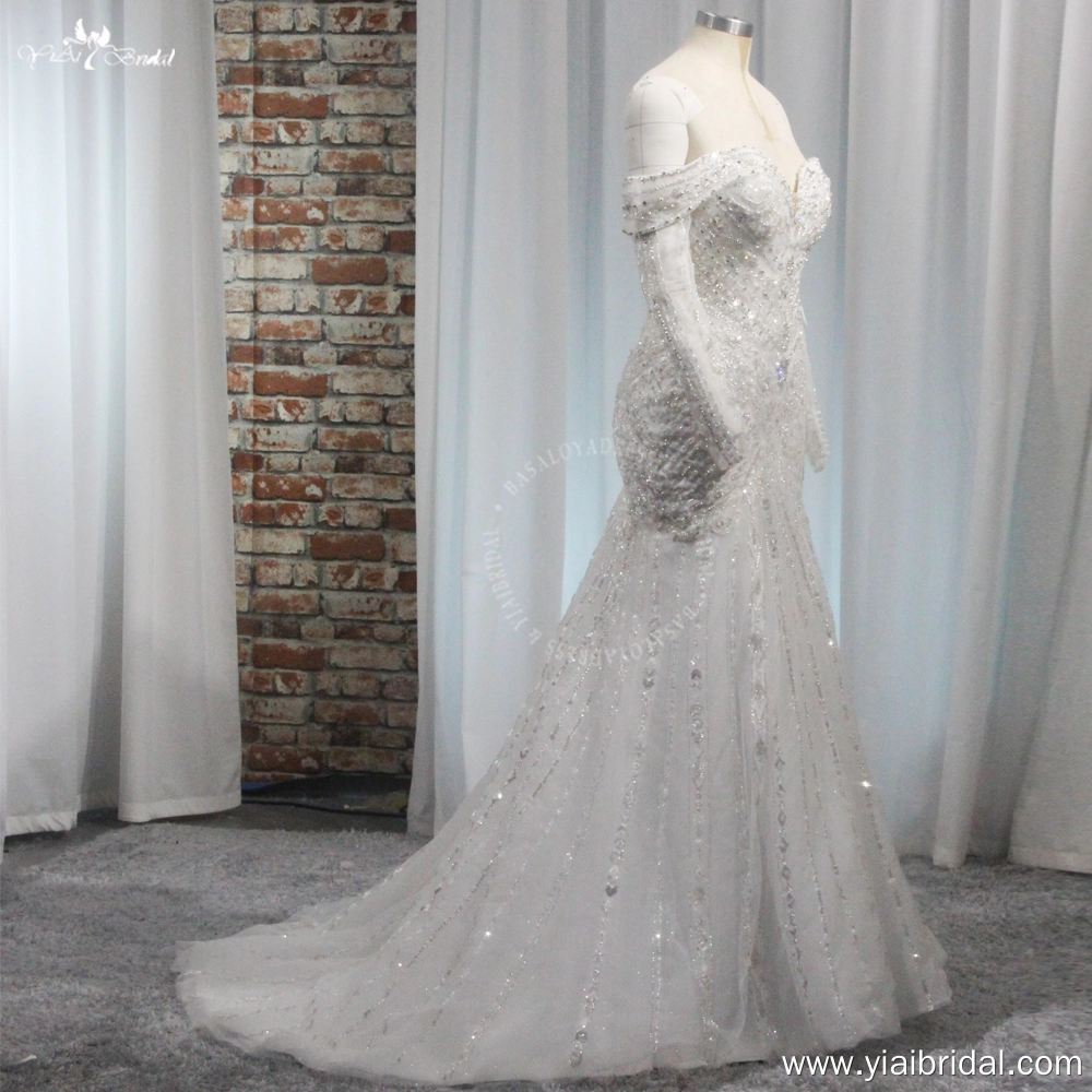 RSW1981 Mermaid Sexy Wedding Dresses 2024 Sweetheart Off The Shoulder Vestido De Novias Silver Embroidery Appliques 1