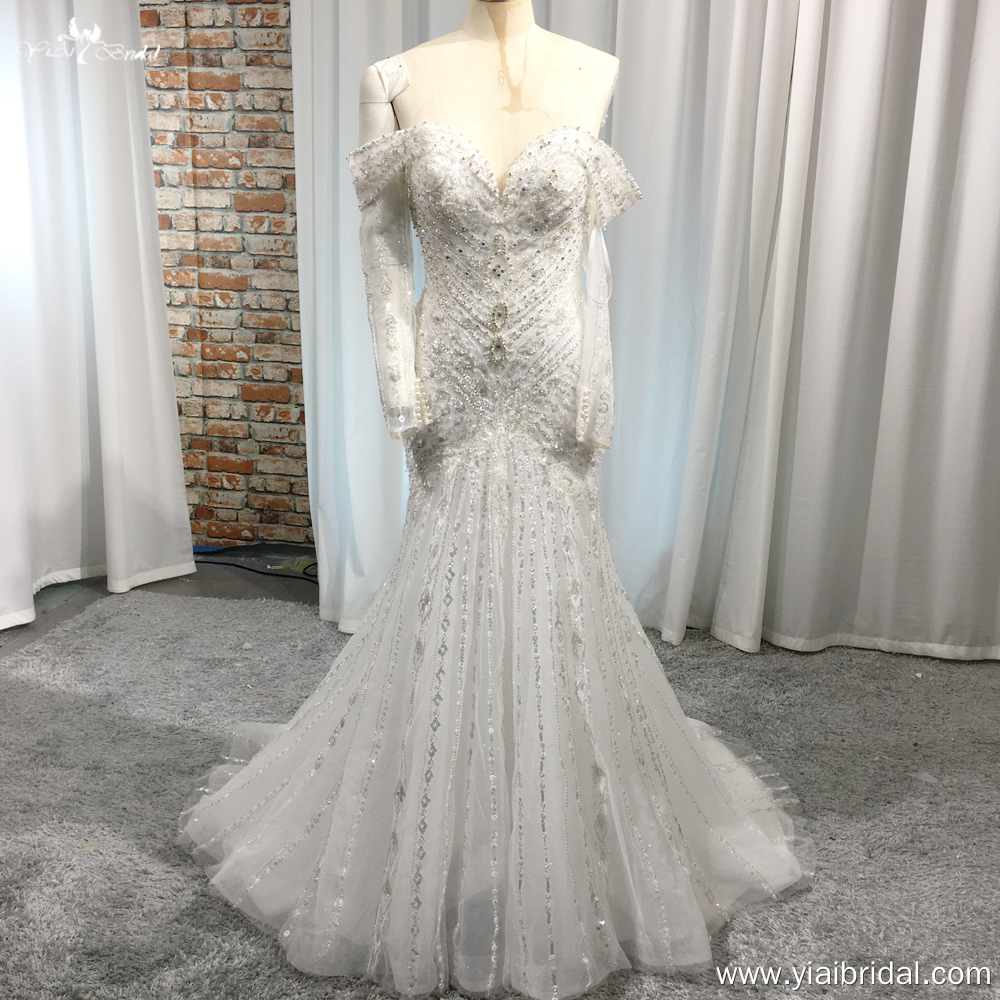 RSW1981 Mermaid Sexy Wedding Dresses 2024 Sweetheart Off The Shoulder Vestido De Novias Silver Embroidery Appliques 6