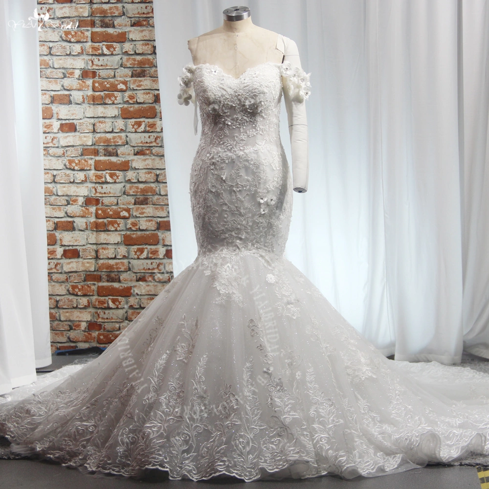 RSW2031 Yiaibridal Beaded Lace Appliques 3D Flowers Mermaid Wedding Dress Off Shoulder 1