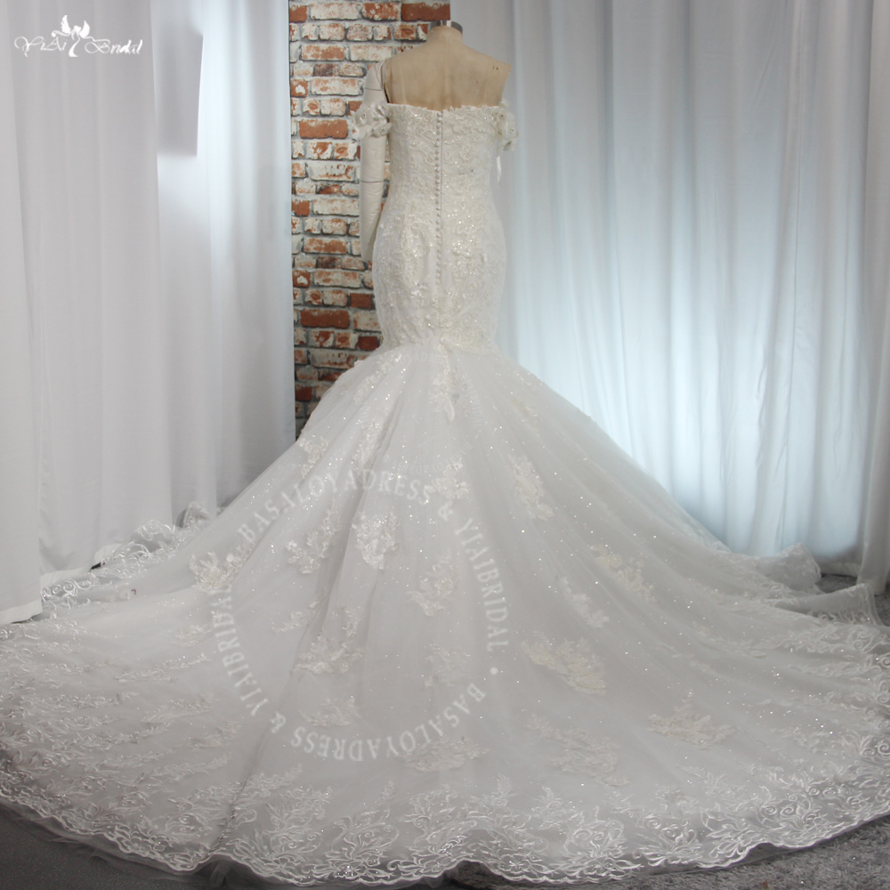 RSW2031 Yiaibridal Beaded Lace Appliques 3D Flowers Mermaid Wedding Dress Off Shoulder 11