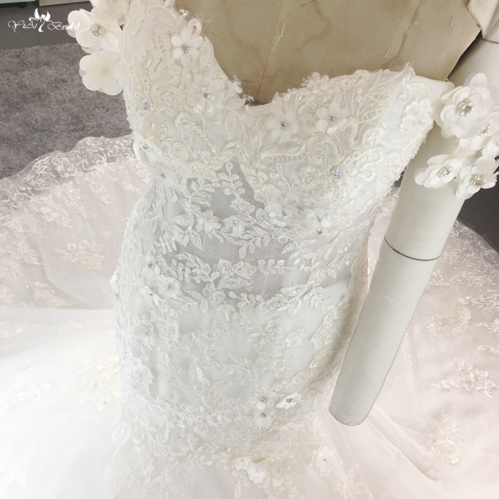 RSW2031 Yiaibridal Beaded Lace Appliques 3D Flowers Mermaid Wedding Dress Off Shoulder 9