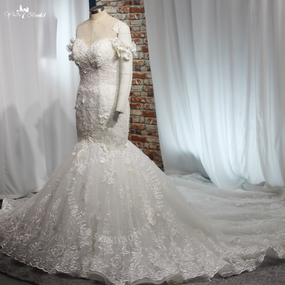 RSW2031 Yiaibridal Beaded Lace Appliques 3D Flowers Mermaid Wedding Dress Off Shoulder 8