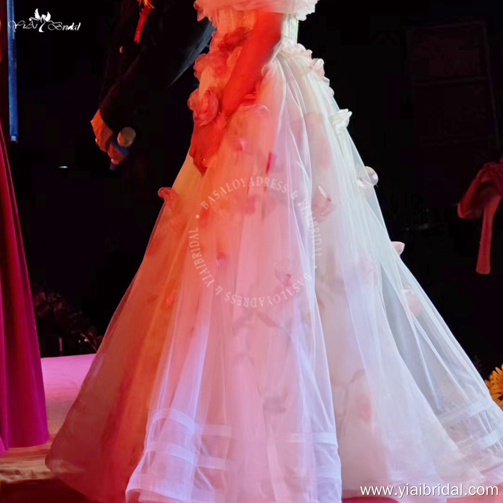 رائع كوريا أحمر الخدود الوردي الحرير الأورجانزا قبالة الكتف كوكتيل حفلة موسيقية ثوب عيد ميلاد حزب الأزهار فساتين رسمية 10