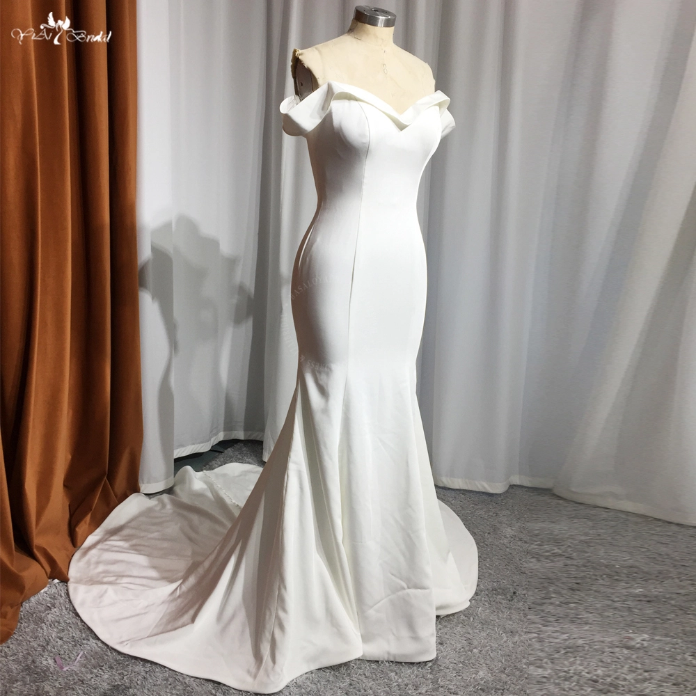 Al largo Della Spalla Morbido Raso Sirena Abiti Da Sposa Per Le Donne 2024 Abito Da Sposa Vestido De Novia Semplice Suknia Ślubna Robe 1