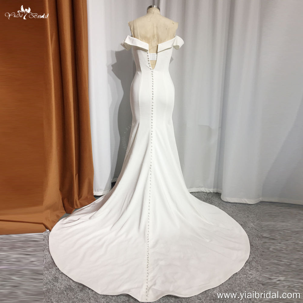 Al largo Della Spalla Morbido Raso Sirena Abiti Da Sposa Per Le Donne 2024 Abito Da Sposa Vestido De Novia Semplice Suknia Ślubna Robe 7