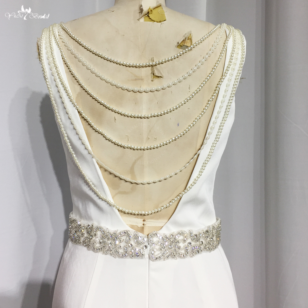 여성을위한 우아한 인어 웨딩 드레스 화이트 아이보리 Boho 웨딩 드레스 스퀘어 넥 민소매 신부 드레스 Backless With 6