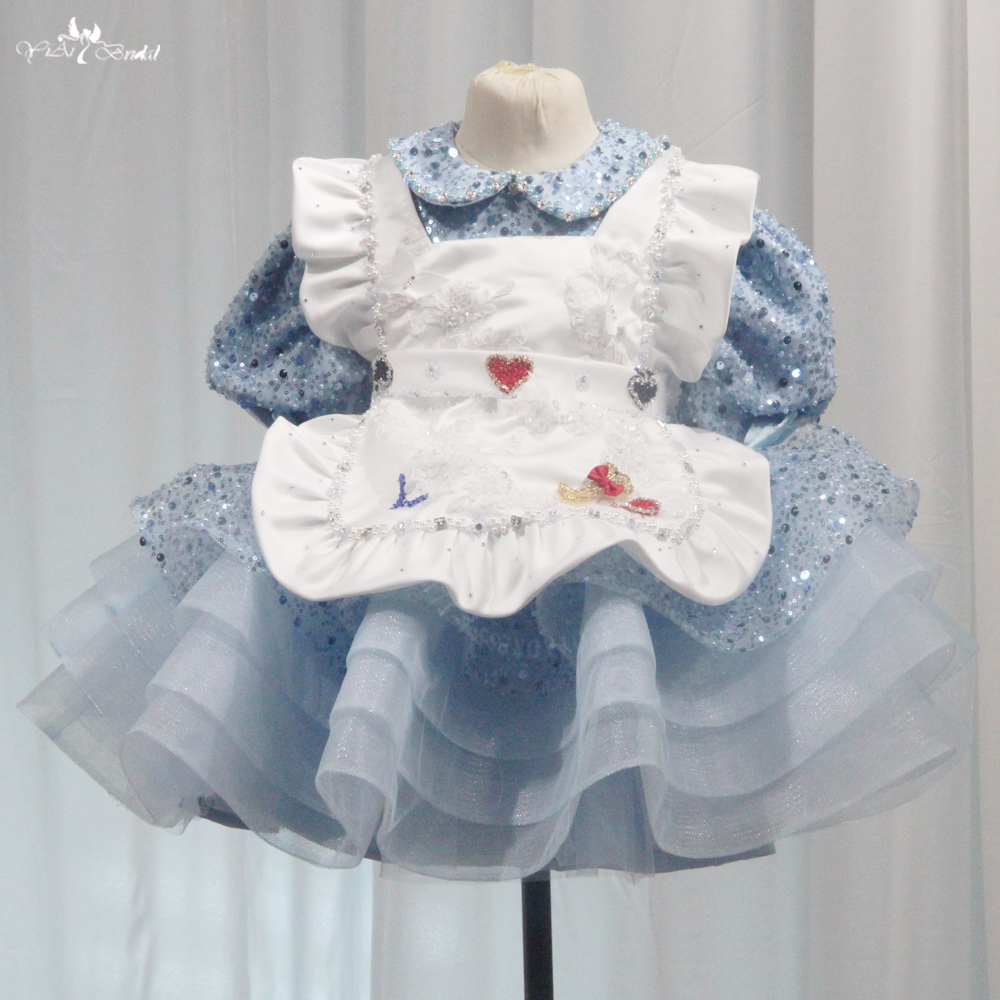 FG119 3 6 12 18 24 36 Months Newborn Fashion Party Blue Puffy Skirt Bow Little Girl Princess Christmas Birthday Baby Dre 6