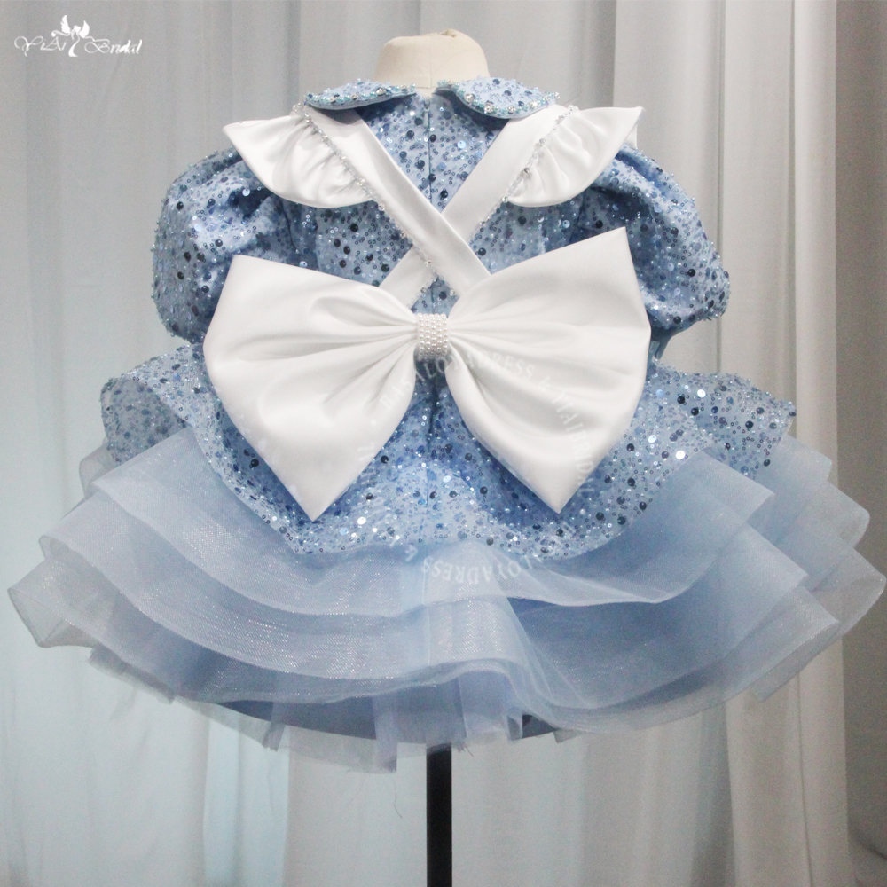 FG119 3 6 12 18 24 36 Months Newborn Fashion Party Blue Puffy Skirt Bow Little Girl Princess Christmas Birthday Baby Dre 9