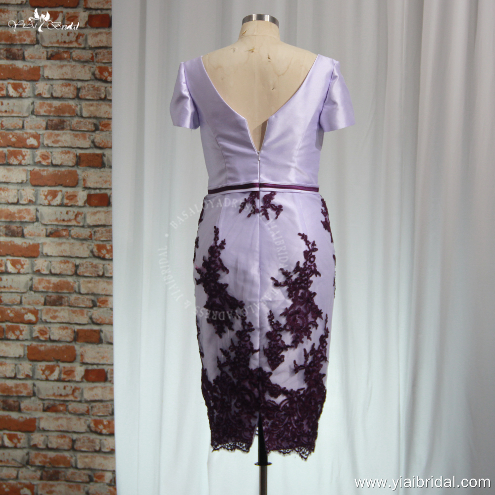 Custom Size Elegant Violet Wedding Formal Dress RSE961 Half Sleeves Knee Length 2 Pieces Groom's Mother Of The Bride Dresses 12